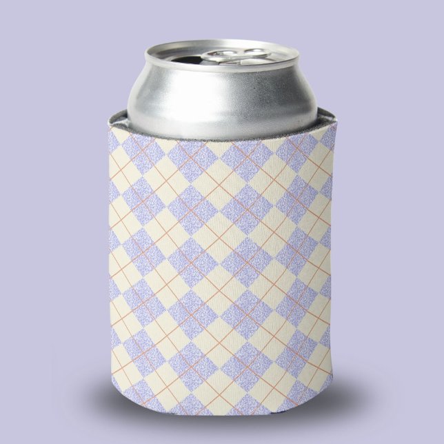Pastel Purple On Yellow Diamonds Argyle Pattern  Can Cooler (Creator Uploaded)