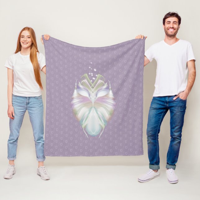 Pastel Purple Oracle Owl Monogram Fleece Blanket (In Situ)