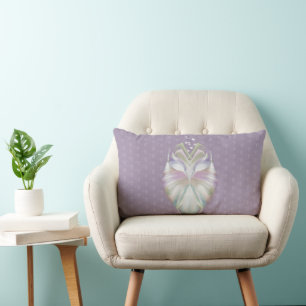 Pastel Purple Oracle Owl Monogram Lumbar Cushion