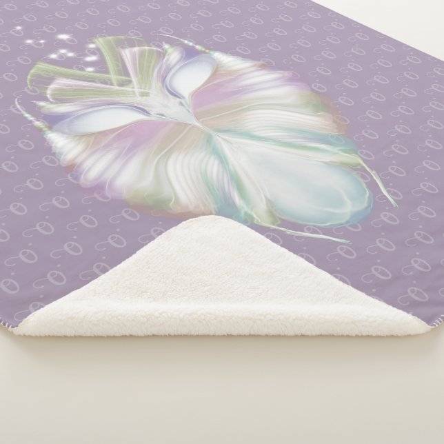 Pastel Purple Oracle Owl Monogram Sherpa Blanket (3/4)
