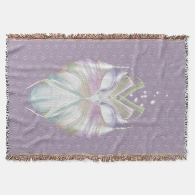 Pastel Purple Oracle Owl Monogram Throw Blanket (Front)