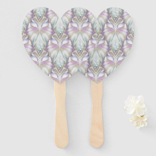 Pastel Purple Oracle Owl Pattern Hand Fan (Front and Back)