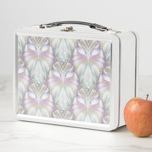 Pastel Purple Oracle Owl Pattern Metal Lunch Box (In Situ)