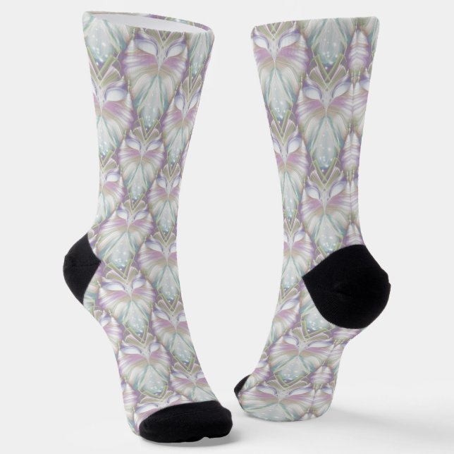 Pastel Purple Oracle Owl Pattern Socks (Angled)