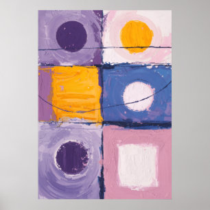 Pastel Purple Orange Geometric Abstract Art Poster