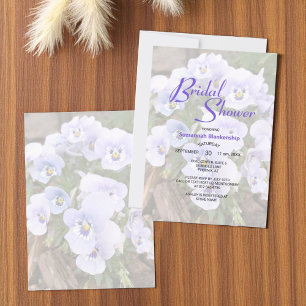 Pastel Purple Pansies Photo Bridal Shower Template