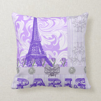 Pastel Purple Paris Throw Pillow