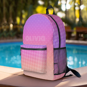 Pastel Purple Pink Coral Ombre - huge monogram Printed Backpack