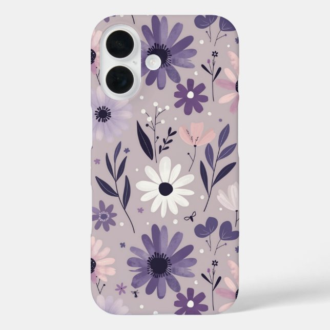Pastel purple pink floral pattern whimsigoth dark Case-Mate iPhone case (Back)