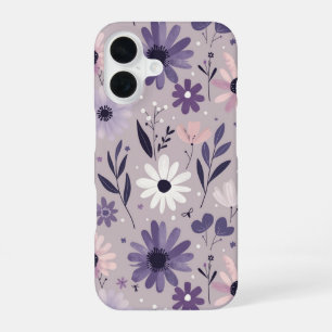 Pastel purple pink floral pattern whimsigoth dark iPhone 16 case