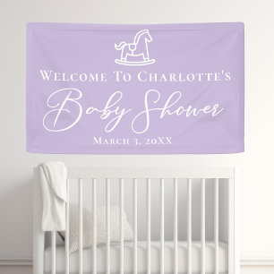 Pastel Purple Rocking Horse Baby Shower Custom Banner