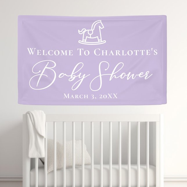 Pastel Purple Rocking Horse Baby Shower Custom Banner (Creator Uploaded)