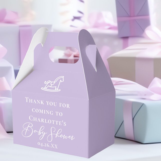 Pastel Purple Rocking Horse Baby Shower Custom Favour Box (Creator Uploaded)