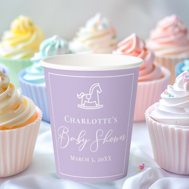 Pastel Purple Rocking Horse Baby Shower Custom Paper Cups (Creator Uploaded)