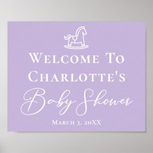 Pastel Purple Rocking Horse Baby Shower Custom Poster