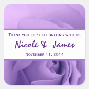 Pastel Purple Rose Bride Groom Thank You Wedding 2 Square Sticker