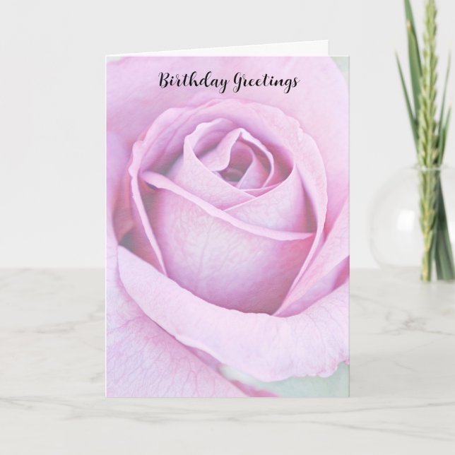 Pastel Purple Rose Flower Birthday Card (Front)
