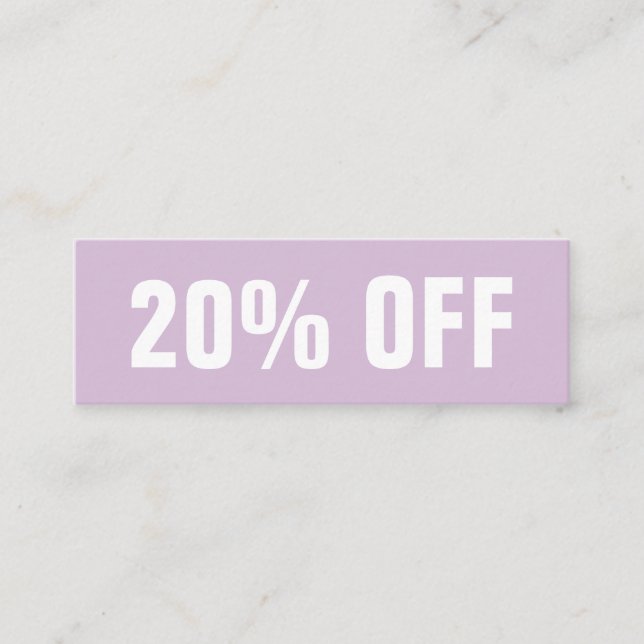 Pastel purple simple modern trendy discount card (Front)