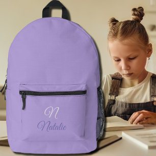 Pastel  Purple   solid colour monogrammed Printed Backpack