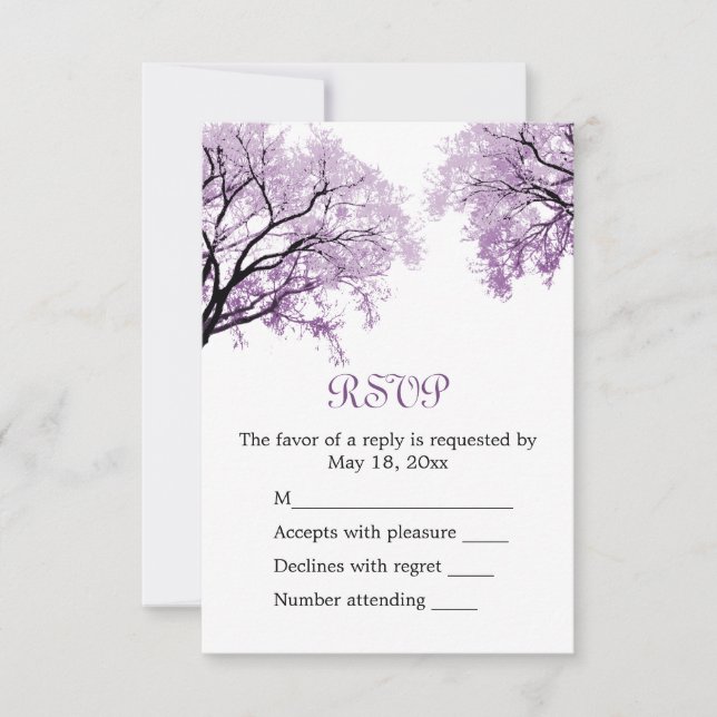 Pastel Purple Trees - RSVP Card (Front)