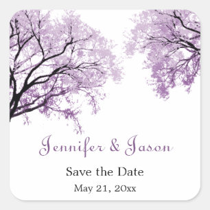 Pastel Purple Trees - Save the Date Stickers