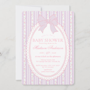 Pastel Purple Vintage Fancy Floral Baby Shower Invitation