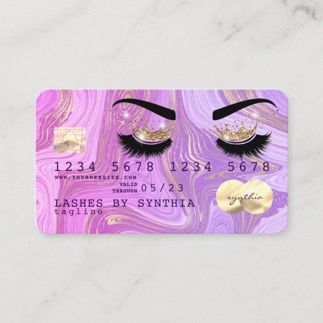 pastel purple violet marble Credit Card Lashes (Front)