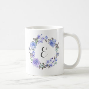 Pastel Purple Watercolor Floral Monogram Coffee Mug