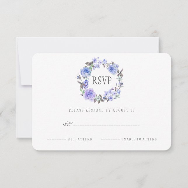 Pastel Purple Watercolor Floral  | RSVP (Front)