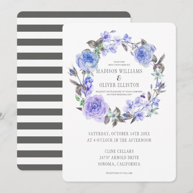 Pastel Purple Watercolor Floral | Wedding Invitation (Front/Back)