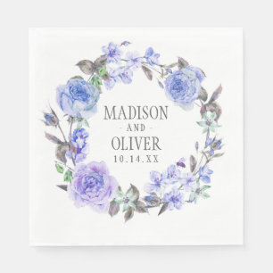 Pastel Purple Watercolor Floral   Wedding Napkin