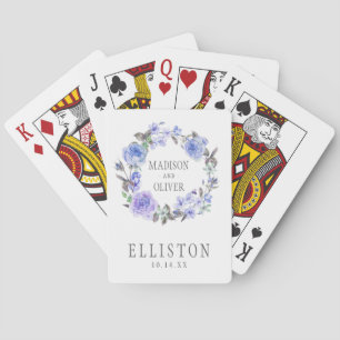 Pastel Purple Watercolor Floral Wedding Playing Cards