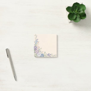 Pastel Purple, White & Blue Botanical Floral Print Post-it Notes
