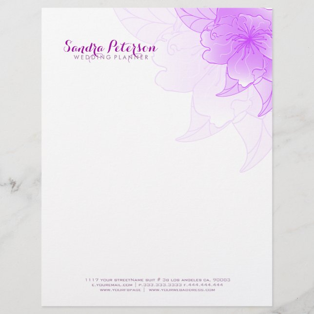 Pastel Purple & White Floral Design Personalised Letterhead (Front)