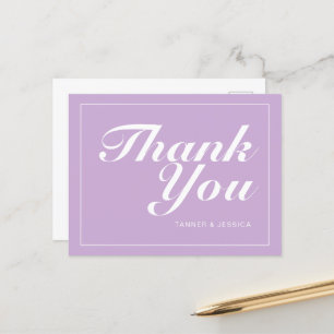 Pastel Purple & White Modern Minimalist Thank You  Postcard