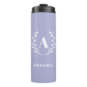 Pastel Purple Wreath Custom Monogram  Thermal Tumbler