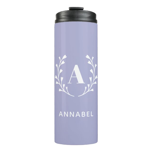 Pastel Purple Wreath Custom Monogram  Thermal Tumbler (Front)