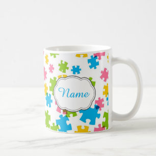 Pastel Puzzle Piece Personalised Mug