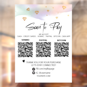 *~* Pastel QR  3 PAYMENT DIamond Scan To Pay