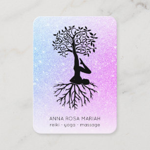 *~* Pastel QR Man Tree of Life Yoga Woman Business Card