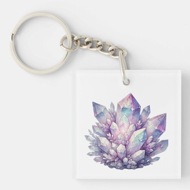 Pastel Quartz Cluster Key Ring (Front)