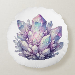 Pastel Quartz Cluster Round Cushion