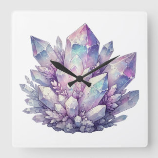 Pastel Quartz Cluster Square Wall Clock