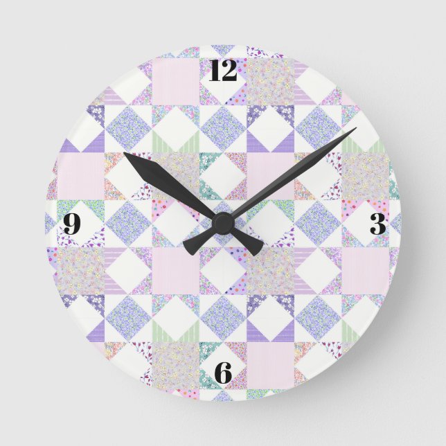 Pastel quilting clock minimalist sewing room decor (Front)