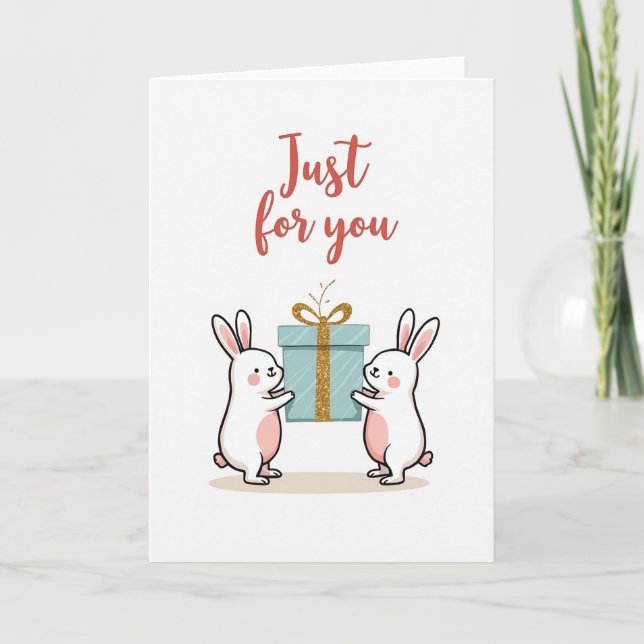 Pastel Rabbit Birthday Card (Front)