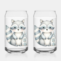 Pastel Raccoon Cottage Neutral Woodland Scene