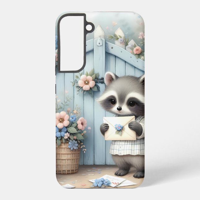 Pastel Raccoon Letter Garden Samsung Galaxy S22+ Case (Back)