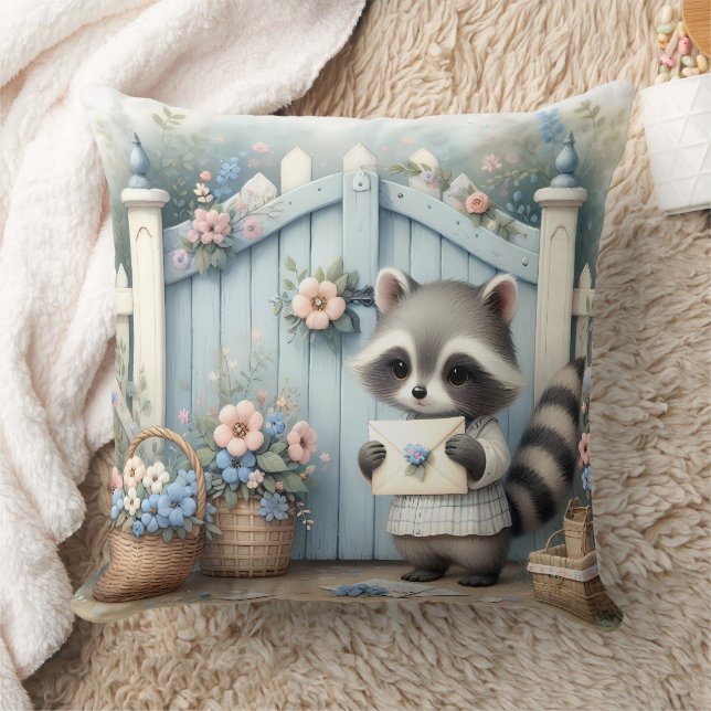Pastel Racoon Letter Garden Cushion (Blanket)