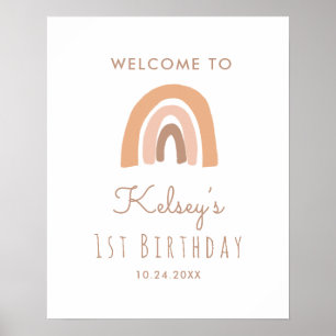 Pastel Rainbow 1st Birthday Party Welcome Poster