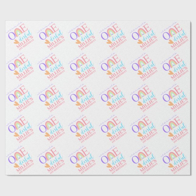 Pastel Rainbow 1st Birthday Wrapping Paper (Seam)